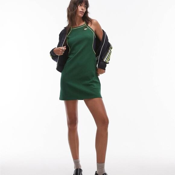 green emerald velvet dress LACOSTE WOMEN Stretch Tennis Dress and Shorts White Khaki Green –  MAISONDEFASHION.COM main image 0